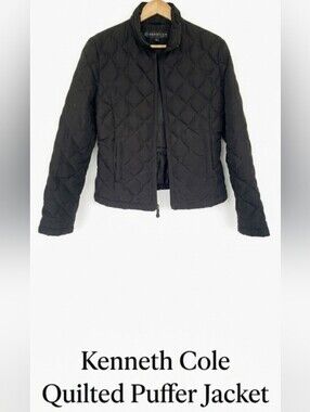 Kenneth Cole Reaction Black Quilted Puffer 60% Down Clusters Jacket!!